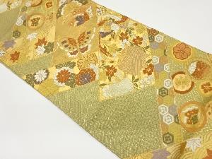 佐賀錦 蝶・草花に鳳凰・糸巻き模様織り出し袋帯